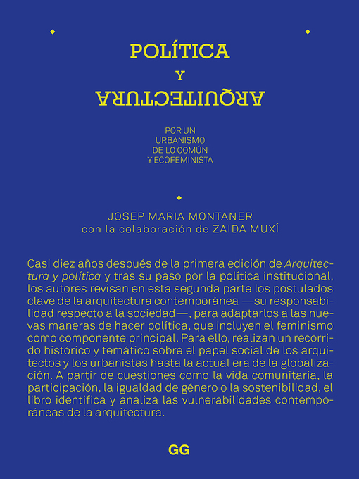Title details for Política y arquitectura by Josep Maria Montaner - Available